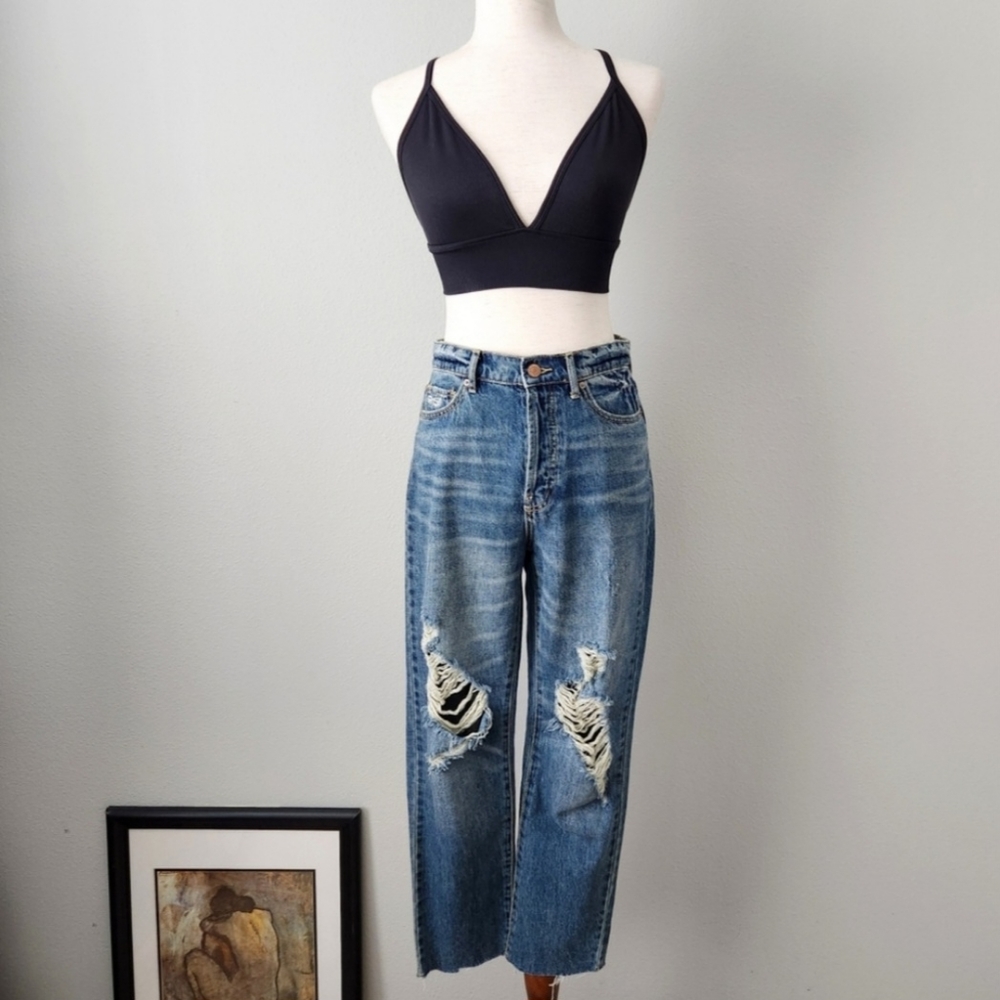 BDG Urban Outfitters Slim Straight High Waisted Cutoff Hem Ankle Jeans, Size 27